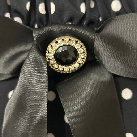 My Michelle Y2K Black White Polka Dot Mini Dress Milkmaid Retro Pin Up Small - Picture 12 of 14